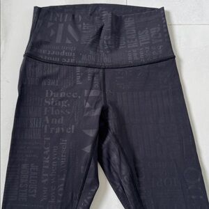 Lululemon Wunder Under Black Leggings with words/affirmations